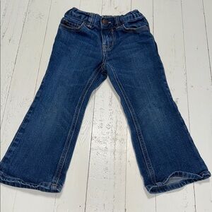 🧡3T Oshkosh, B’gosh  toddler Stylish Blue Denim boot cut adjustable waist Jeans